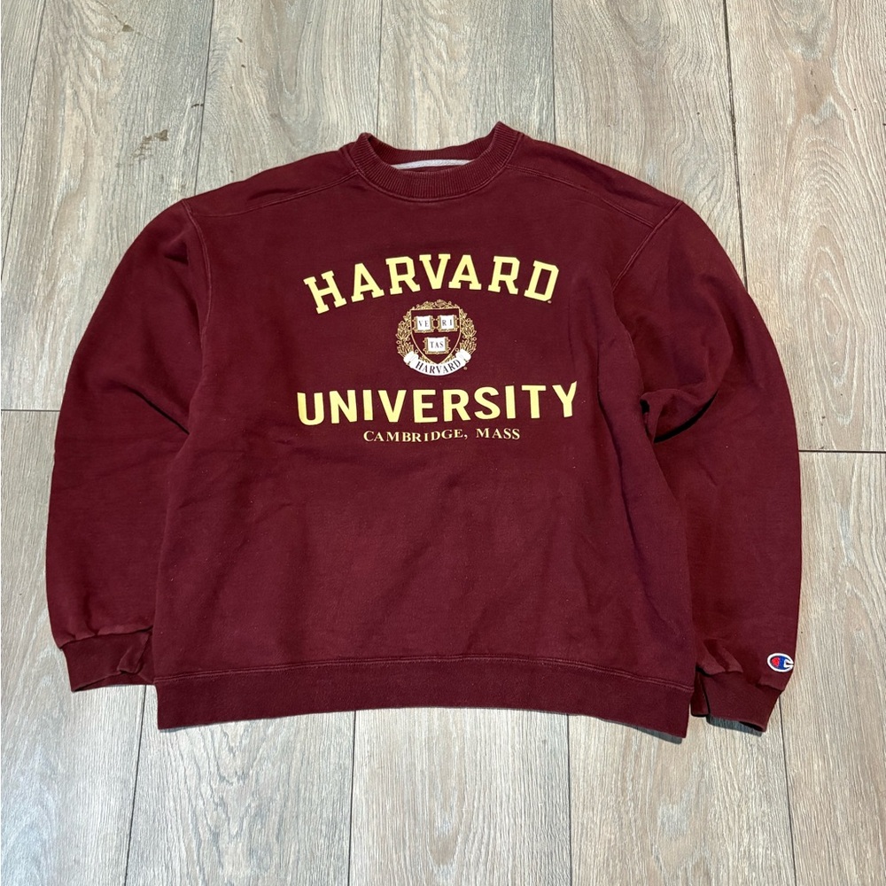 Vintage Men’s Champion Harvard University Burgundy Crew Neck Size Large